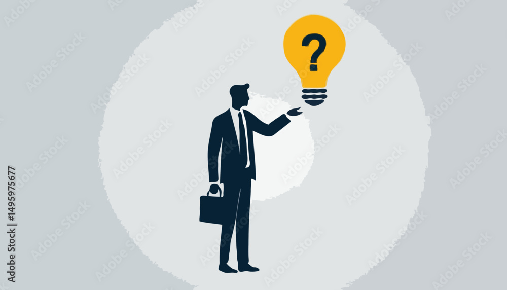 Question answer, advice or suggestion, solving problem with solution, q and a or faq, quiz or solution discovery, information guidance concept, businessman offer solution for people question mark Question answer, advice or suggestion, solving problem with solution, q and a or faq, quiz or solution discovery, information guidance concept, businessman offer solution for people question mark