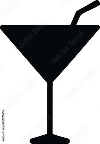 a martini glass lines silhouette 