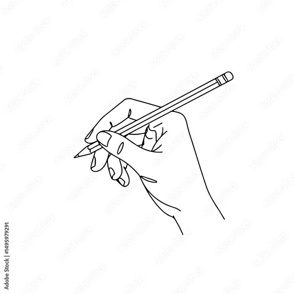 Obraz premium Hand holding a pencil ready to write with copy space