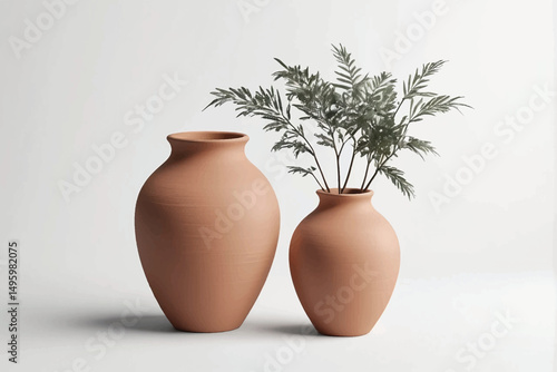 clay vase or pot isolated on white 