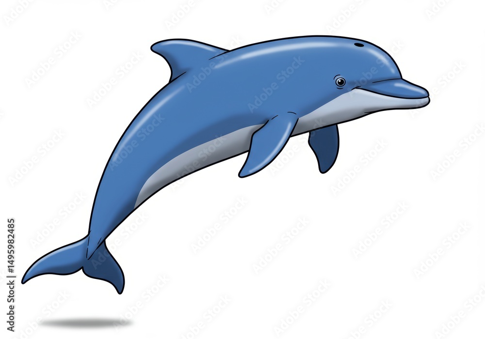 Fototapeta premium Jumping Dolphin Illustration on White Background