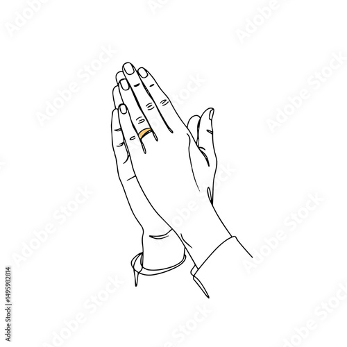 Hands clasped together with a ring illustration representing unity and connection concepts