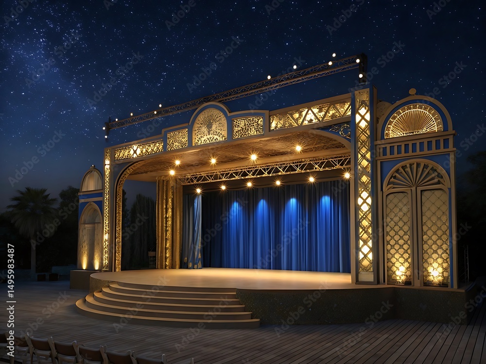 Fototapeta premium Elegant outdoor stage at night under the stars