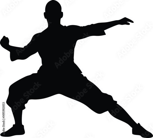 shaolin fighter vector silhouette