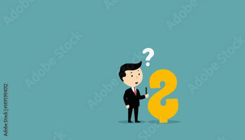 Problem solution, solve question mark, uncertainty or confusion, advice decision or challenge to overcome issue, trouble or difficulty concept, businessman cut question mark metaphor of resolutio