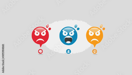 Customer satisfaction survey, service quality feedback, rating or opinion, user experience emoticon, angry or smile face review, client questionnaire concept, man shouting with satisfaction emotico