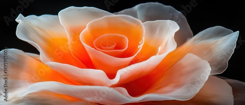A close-up of a rose with a black background.