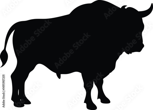 silhouette of a huge bull