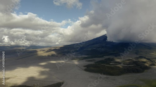 Cotopaxi volcano between clouds
