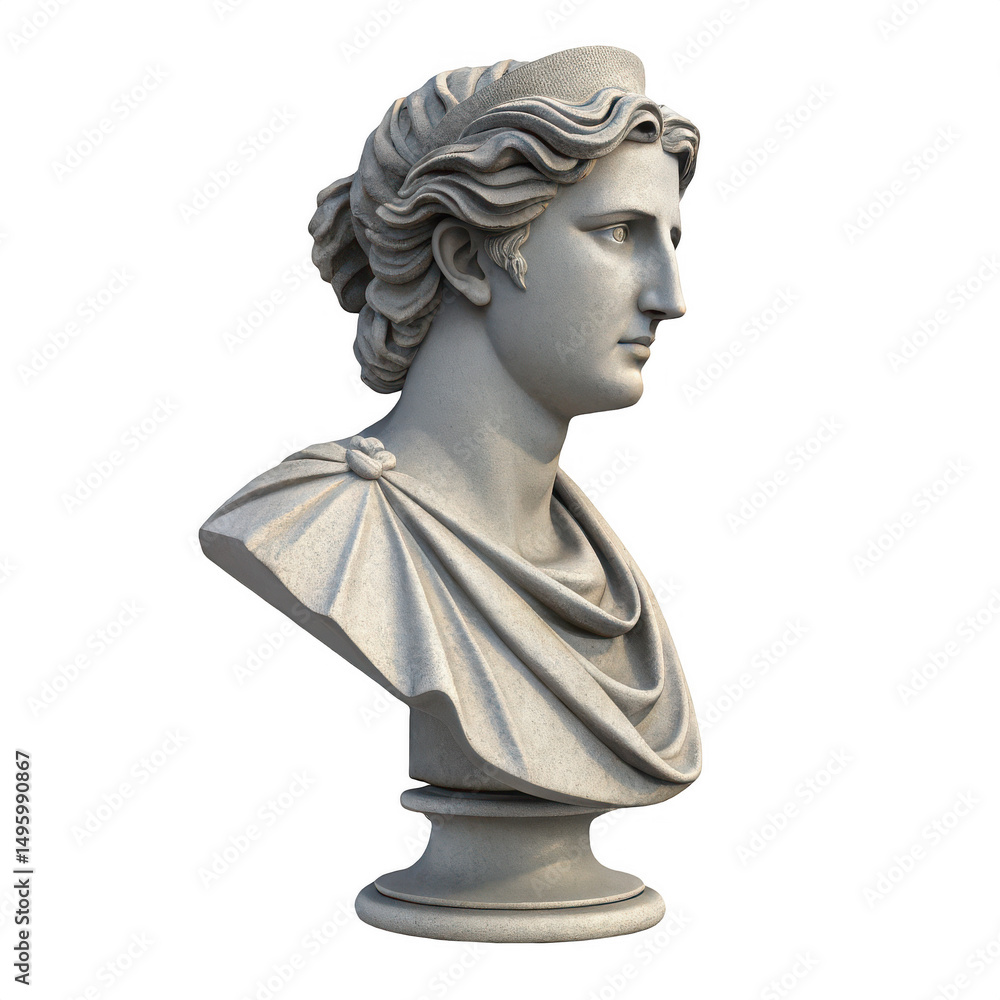 Fototapeta premium Marble bust of a man profile isolated on transparent background