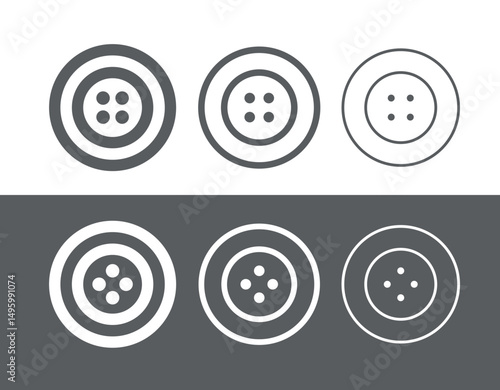 Button icon. Attribute of tailor, needlework or seamstress. Symbol of sewing, fabric or factory.
