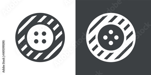 Button icon. Attribute of tailor, needlework or seamstress. Symbol of sewing, fabric or factory.