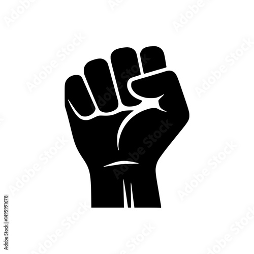 Fist Icon – Black Silhouette Vector
