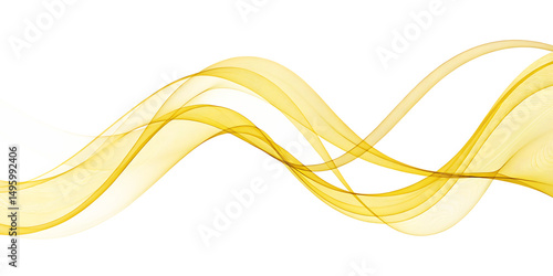 Abstract golden waves flowing design isolated on a white background