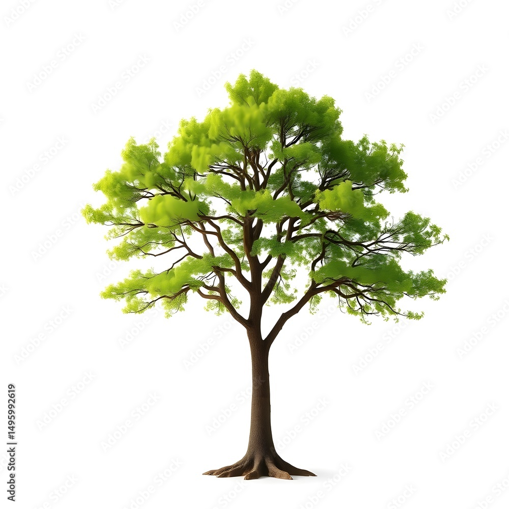 Obraz premium Solitary Tree Isolated on White Background