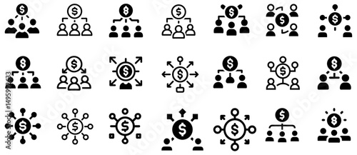 Crowdfunding Icon Set – Group Funding, Finance, Startup Vector:
A set of icons representing crowdfunding and group fundraising, perfect for startup, nonprofit, and group finance illustrations.