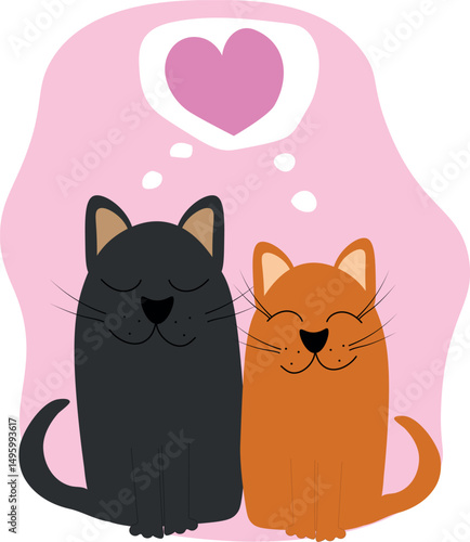 seamless pattern with cats in love