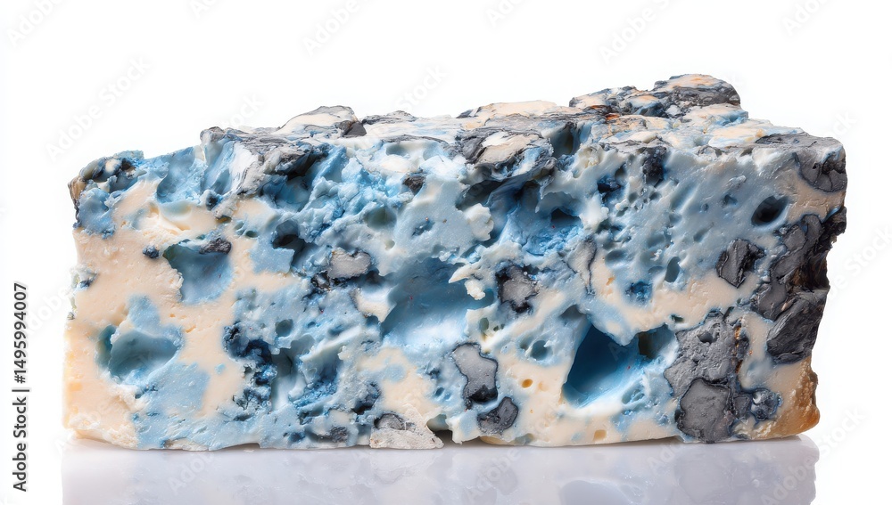 Fototapeta premium Gourmet Blue Cheese Wedge Close Up Shot Showing Texture and Color