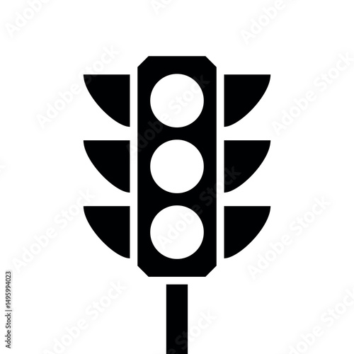 Traffic light icon. Symbol of road traffic, signal or driving rules. Attribute of intersection, transport or traffic regulation. Light road signal.