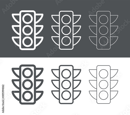 Traffic light icon. Symbol of road traffic, signal or driving rules. Attribute of intersection, transport or traffic regulation. Light road signal.