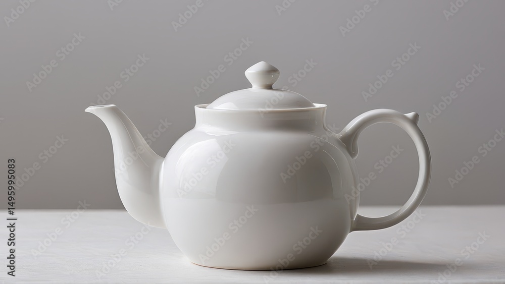 Elegant white teapot mockup for stylish kitchen decor and design projects. Elegant white teapot mockup for stylish kitchen decor and design projects.