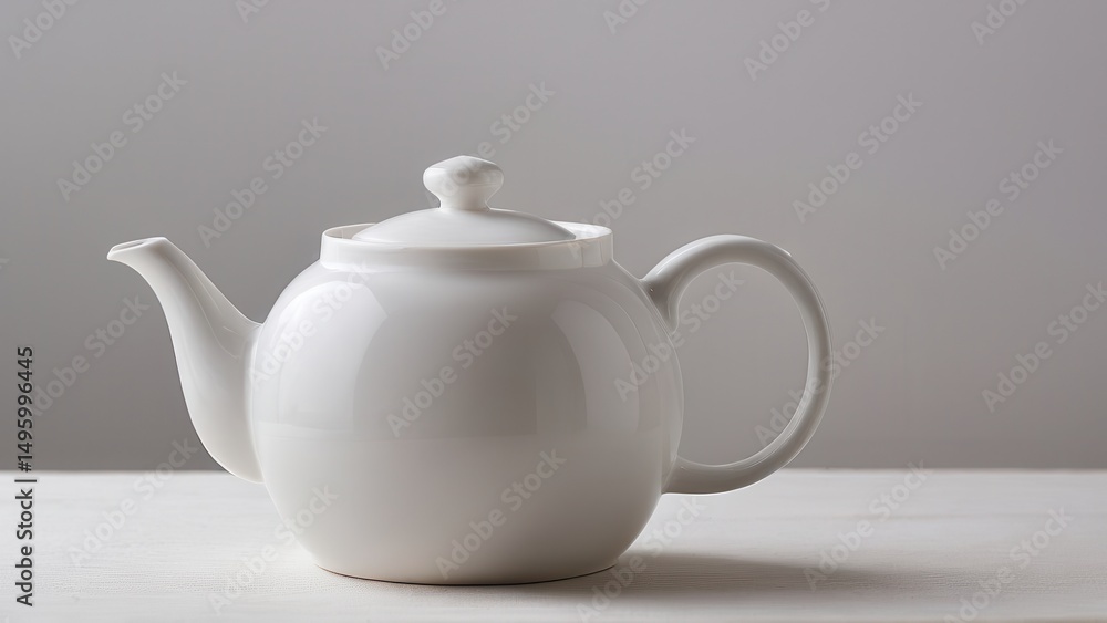 Elegant white teapot mockup perfect for kitchen decor and product design. Elegant white teapot mockup perfect for kitchen decor and product design.