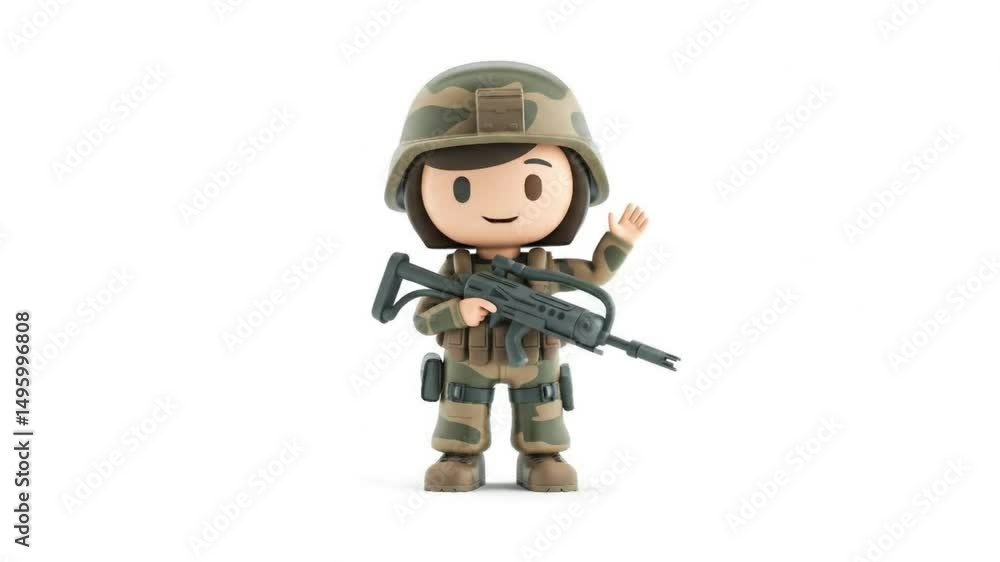 Cartoon military woman with rifle Cartoon military woman with rifle