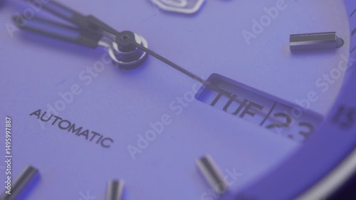 Wallpaper Mural Macro close up of an accurate automatic mechanical watch with moving hands on a dress watch
 Torontodigital.ca