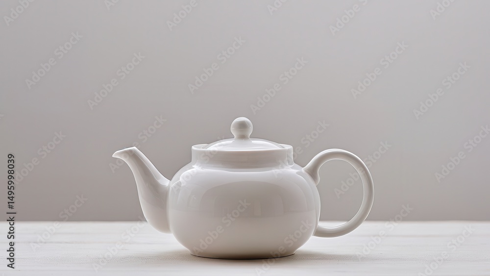 Elegant white teapot mockup perfect for modern kitchen designs or product displays. Elegant white teapot mockup perfect for modern kitchen designs or product displays.