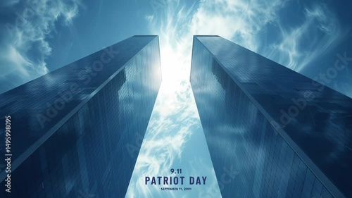 Twin towers silhouette against sky, Patriot Day memorial concept