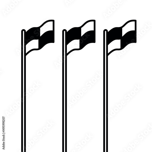 Racing or finish flag icon. Checkered flag, symbol of car racing, finish or victory. Checkered attribute of finishing work or race.