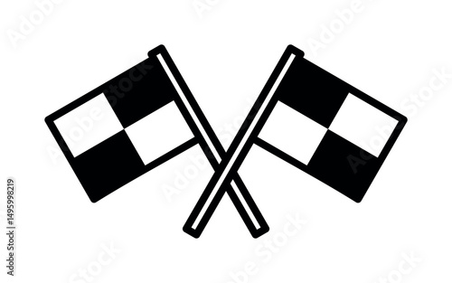 Racing or finish flag icon. Checkered flag, symbol of car racing, finish or victory. Checkered attribute of finishing work or race.