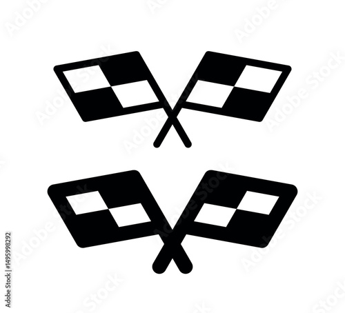 Racing or finish flag icon. Checkered flag, symbol of car racing, finish or victory. Checkered attribute of finishing work or race.