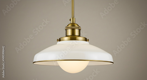 Elegant Brass And White Pendant Lamp With A Contemporary Design Aesthetic