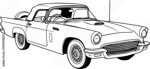 1950's classic convertible roadster car vector illustration 