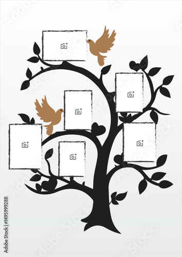 Family Photo Collage, Family Photo Tree Design Vector