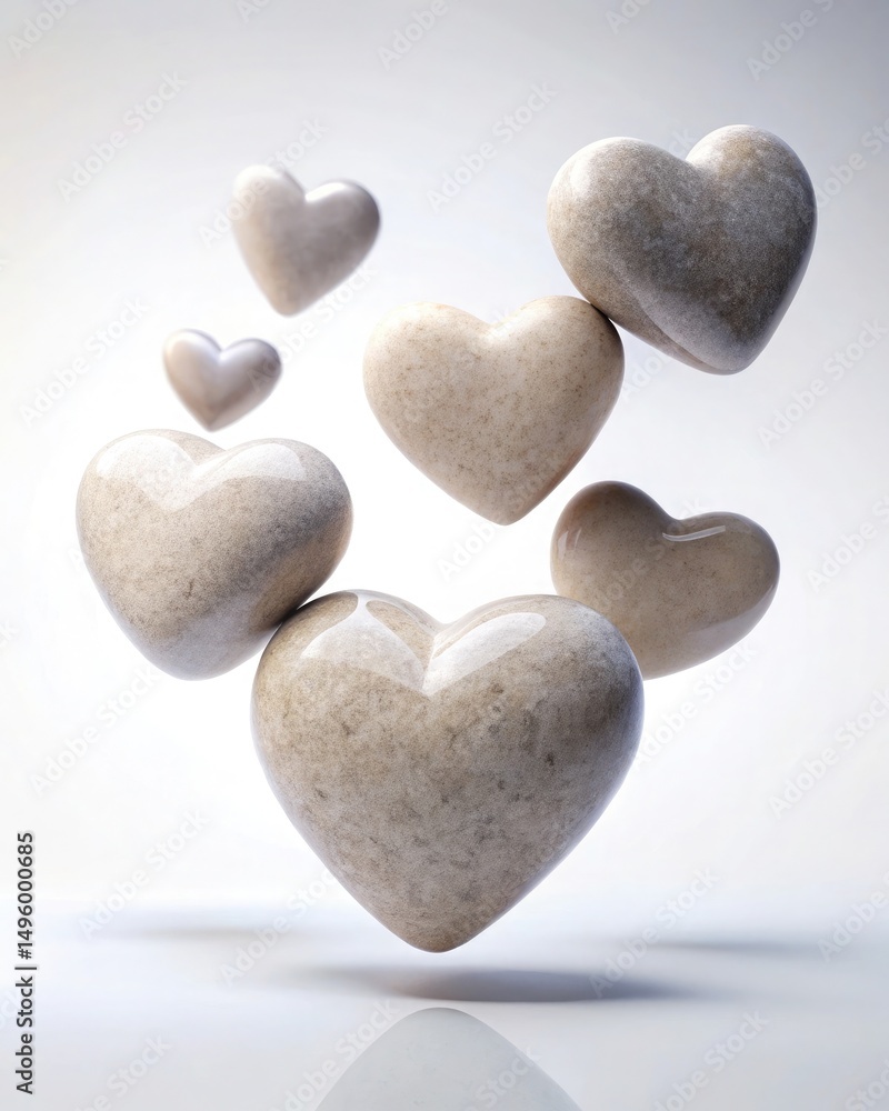 Obraz premium Floating Stone Hearts Abstract Art
