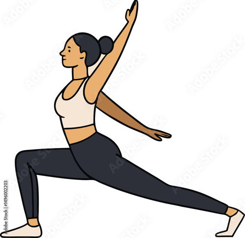 Woman in Activewear Performing a Low Lunge Yoga Pose