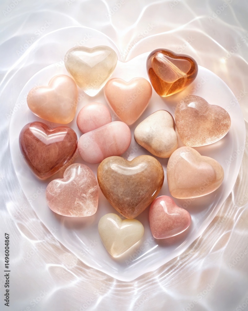 Obraz premium Heart Shaped Stones on White Background
