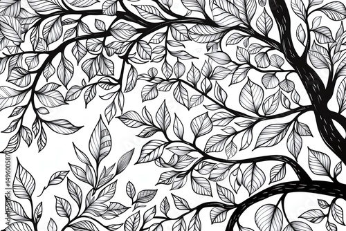 Wallpaper Mural Intricate Black And White Forest Tree Branches Varient 3 Torontodigital.ca