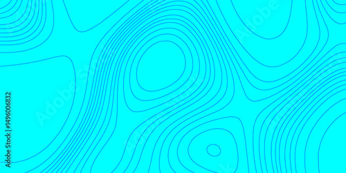 Color monochrome topography map seamless ornament design blue and cyan contours topography stylized lines map, landscape geodesy topography map wave paper curved mountain reliefs abstract background.