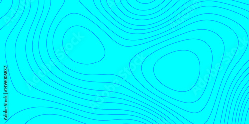 Color monochrome topography map seamless ornament design blue and cyan contours topography stylized lines map, landscape geodesy topography map wave paper curved mountain reliefs abstract background.