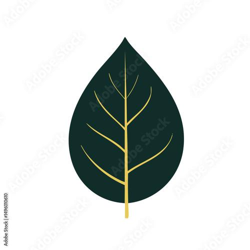Holistic healing leaf dark green silhouette gold accent detail flat minimal bold silhouette vector health wellness vector