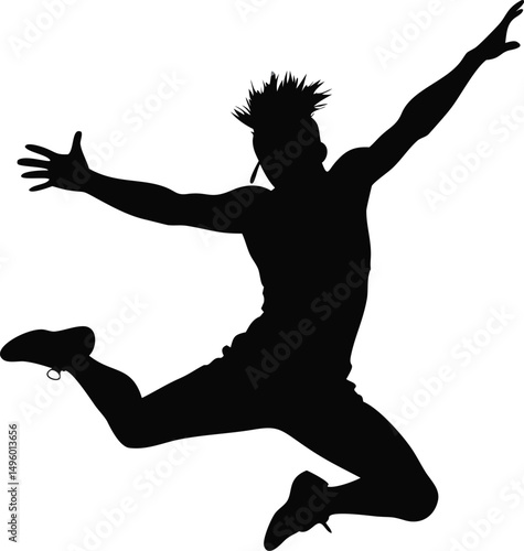 Silhouette of a Dynamic Female Dancer Leaping