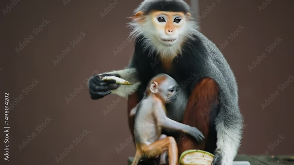 Heartwarming Monkey Grooming Session Close-Up. Gray-Furred Primates Bonding in Forest. Wildlife Interaction Between Two Monkeys. Heartwarming Monkey Grooming Session Close-Up. Gray-Furred Primates Bonding in Forest. Wildlife Interaction Between Two Monkeys.