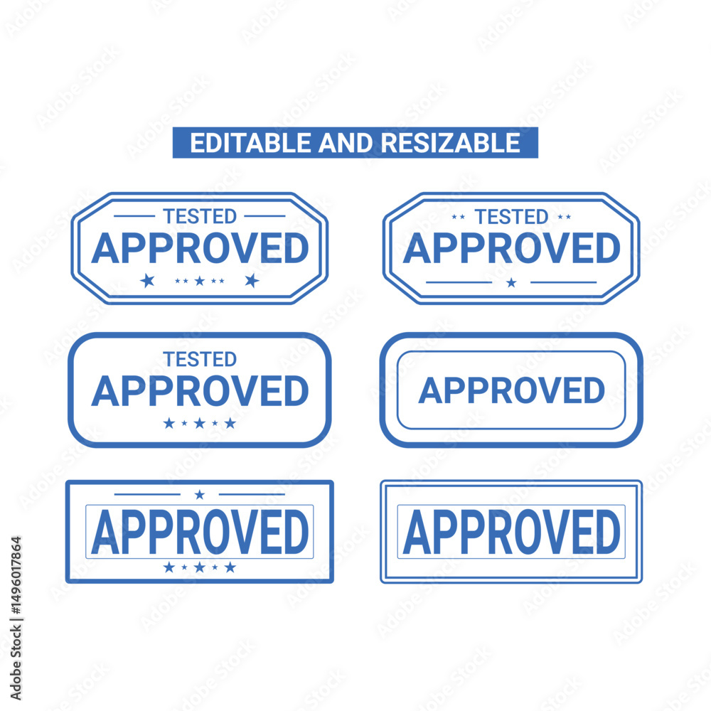 Fototapeta premium 6 100% editable green approved stamp with different shape