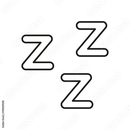 Zzz Sleep Symbol Line Icon. Rest, Relaxation, And Sleep Indication Outline Symbol. Sleepy, Nap, And Dream Concept. Editable Stroke. Isolated Vector Illustration