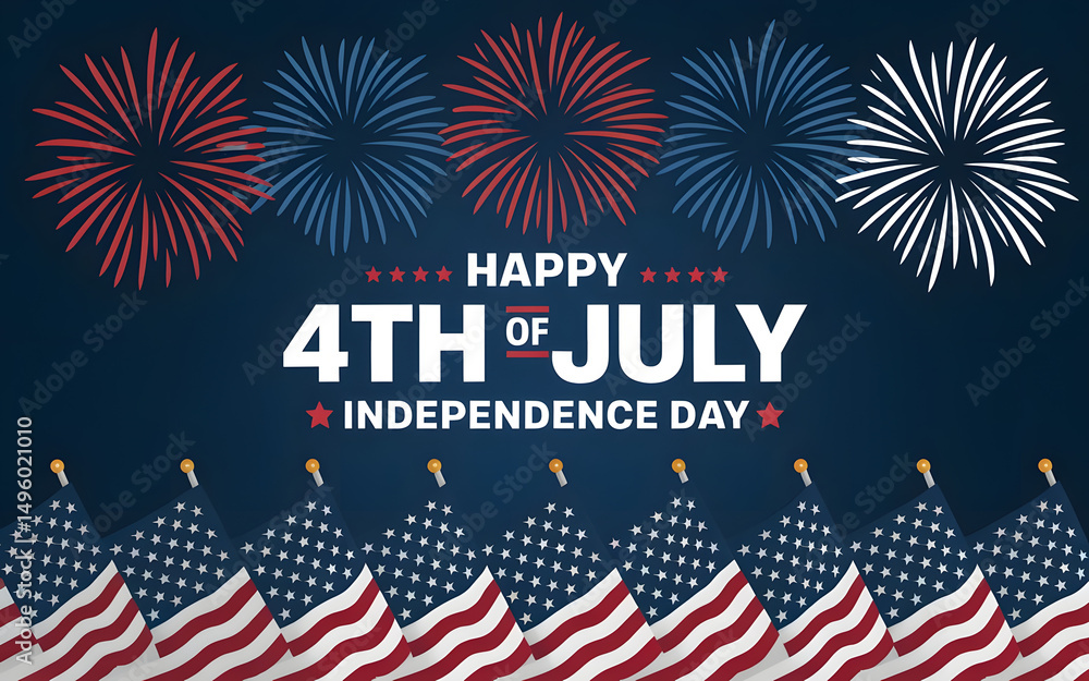 Fototapeta premium Happy American family celebrating Independence Day outdoors with flags and smiles. Patriotic spirit, unity, and national pride shine through a summer scene filled with joy, freedom, and togetherness o