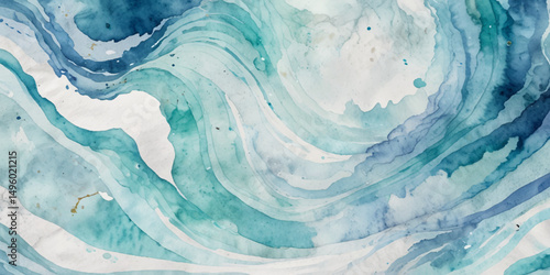 Beautiful soft blue sea water, ocean wave background. Soft blue and white hand printed creative marble texture ocean background.	
