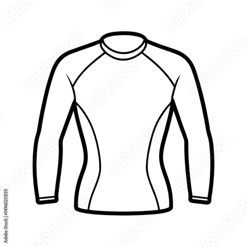 Rash Guard Shirt Outline Line Art Vector